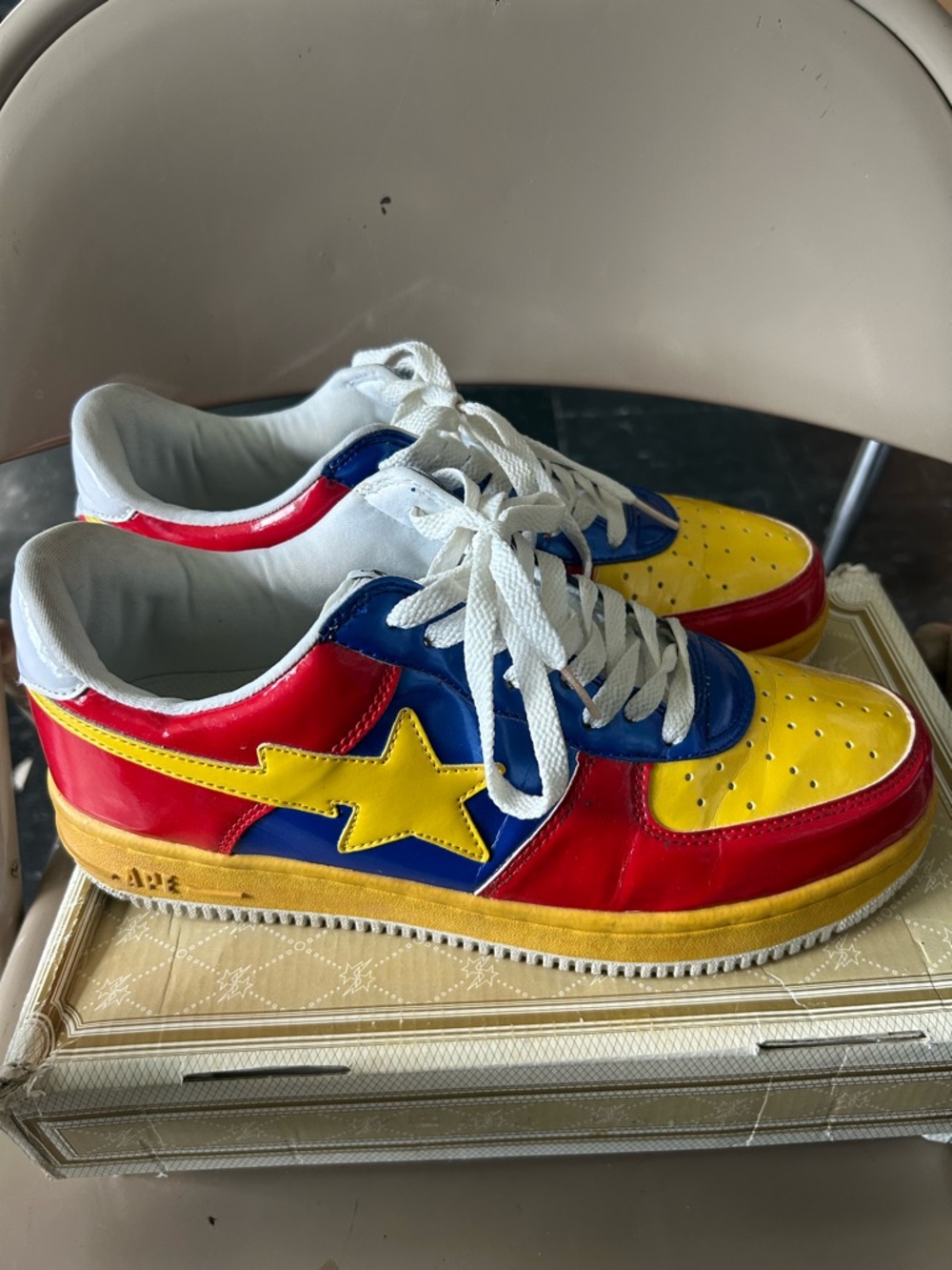 Bape Classic Star Low Sneakers - Red/Blue/Yellow